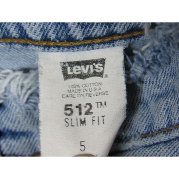 Levi's 512 Women Jean Shorts Size 5 Slim Fit Blue Cut Off Frayed 11" Rise Denim - Picture 4 of 4